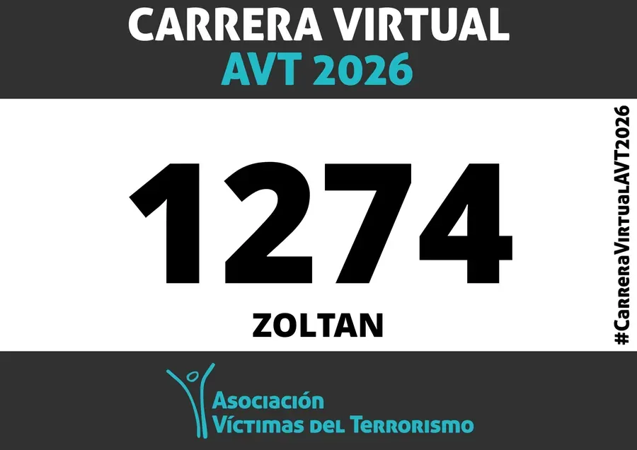 Dorsal virtual de la Carrera Virtual AVT 2026 con el nombre del corredor