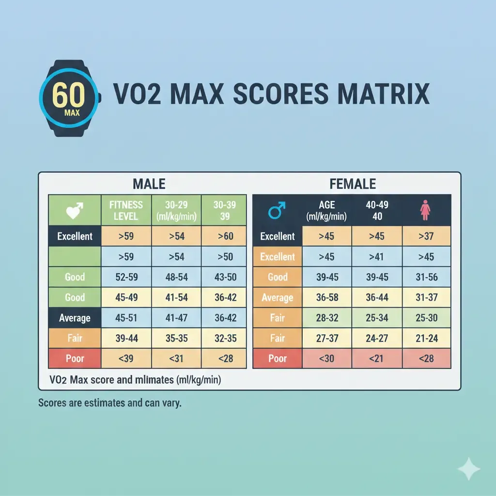 Tabla de valores de VO2 máx
